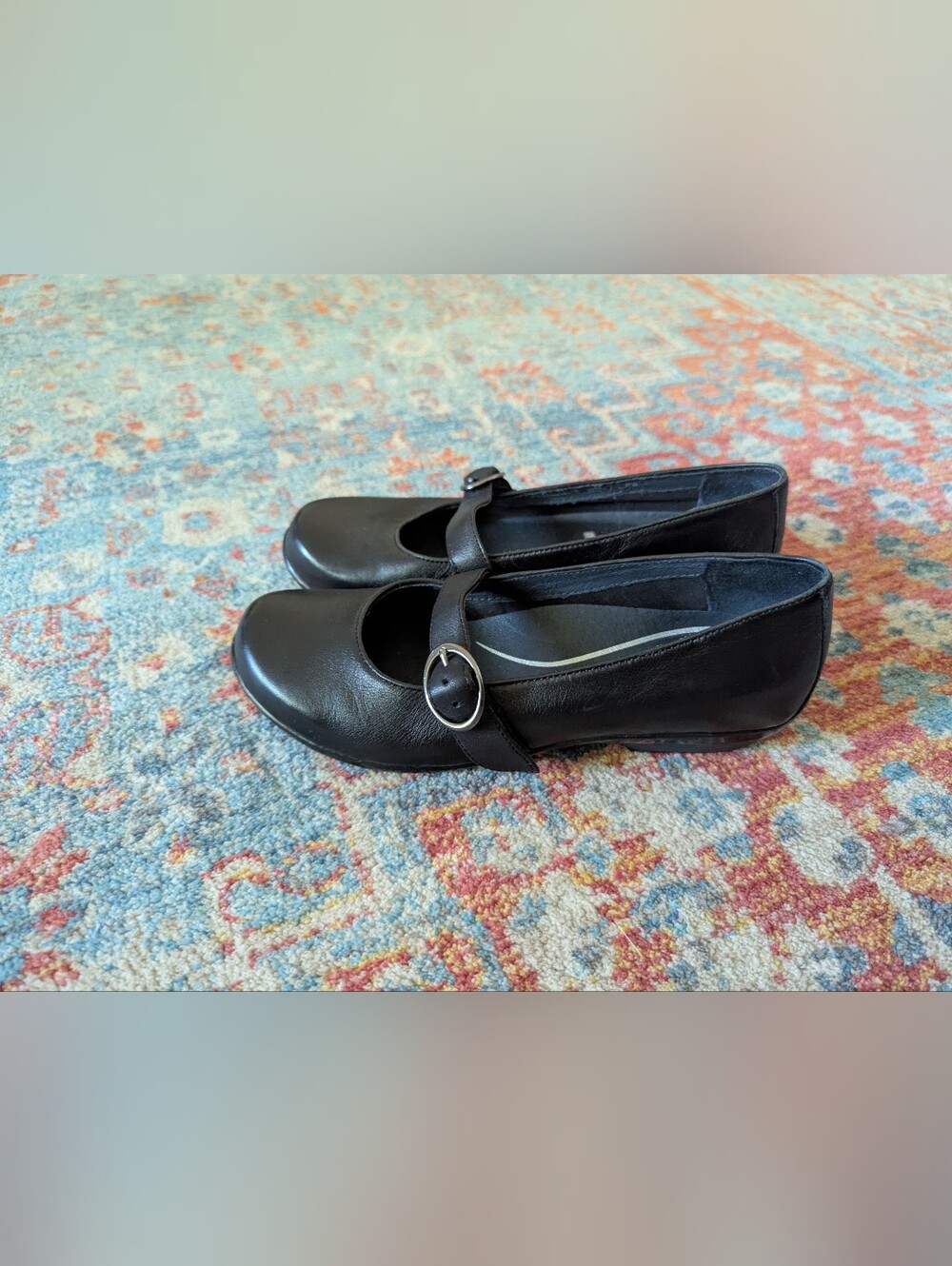 DANSKO Orla Black Nappa 38 Women's 7.5/8 Black Leather Mary Jane Dress Shoes